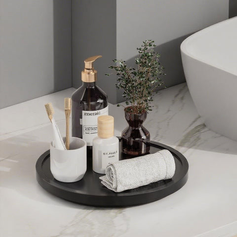 LAMU 9-inch Lazy Susan used as a coffee bar centerpiece for condiments