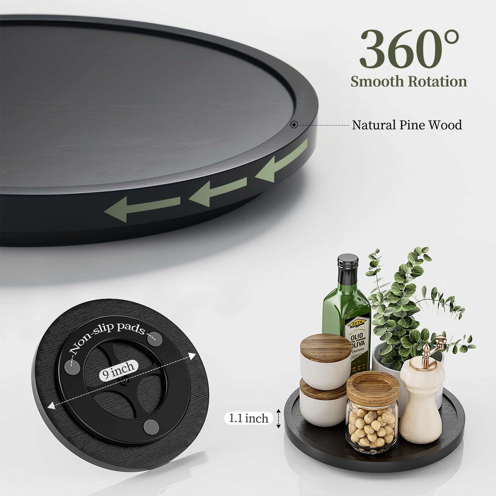 LAMU 9-inch Lazy Susan on tabletop vanity displays perfumes with elegant rotation