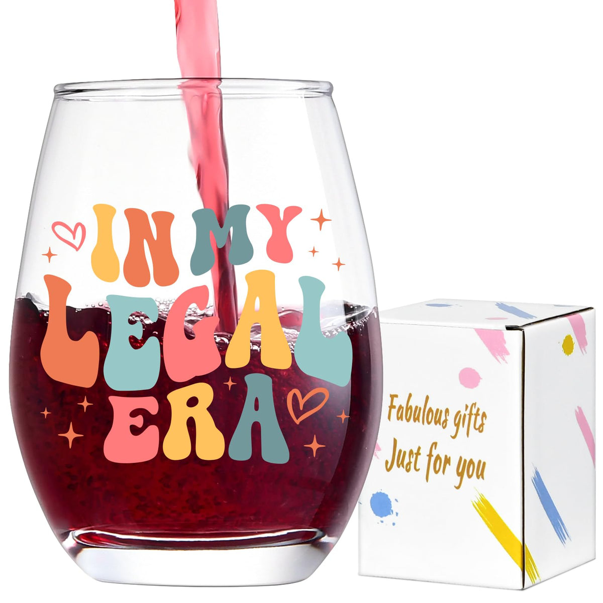 Lamyba In My Legal Era wine glass 21st keepsake with 15oz capacity.