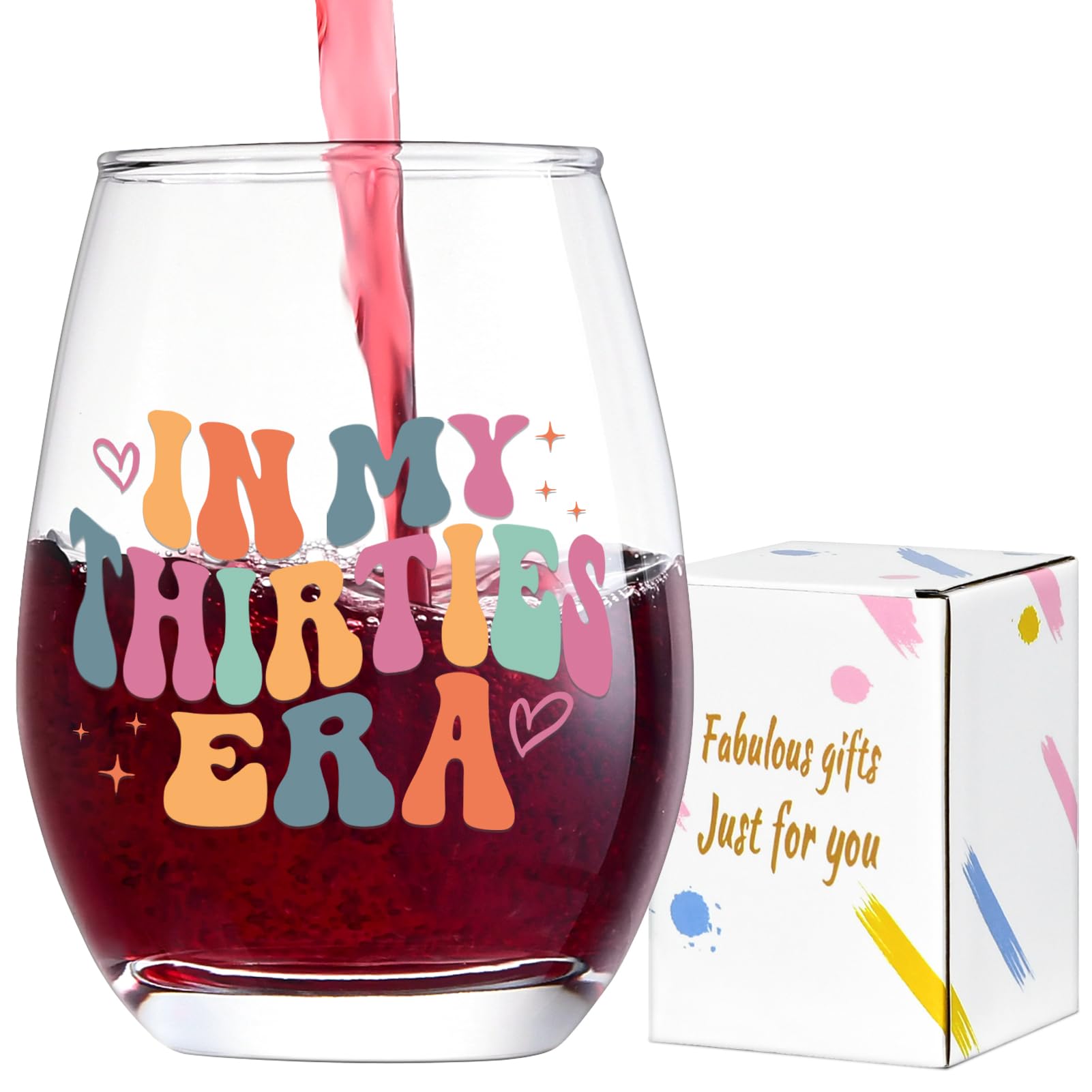 Lamyba wine glass with In My Thirties Era typography for elegant birthday vibes