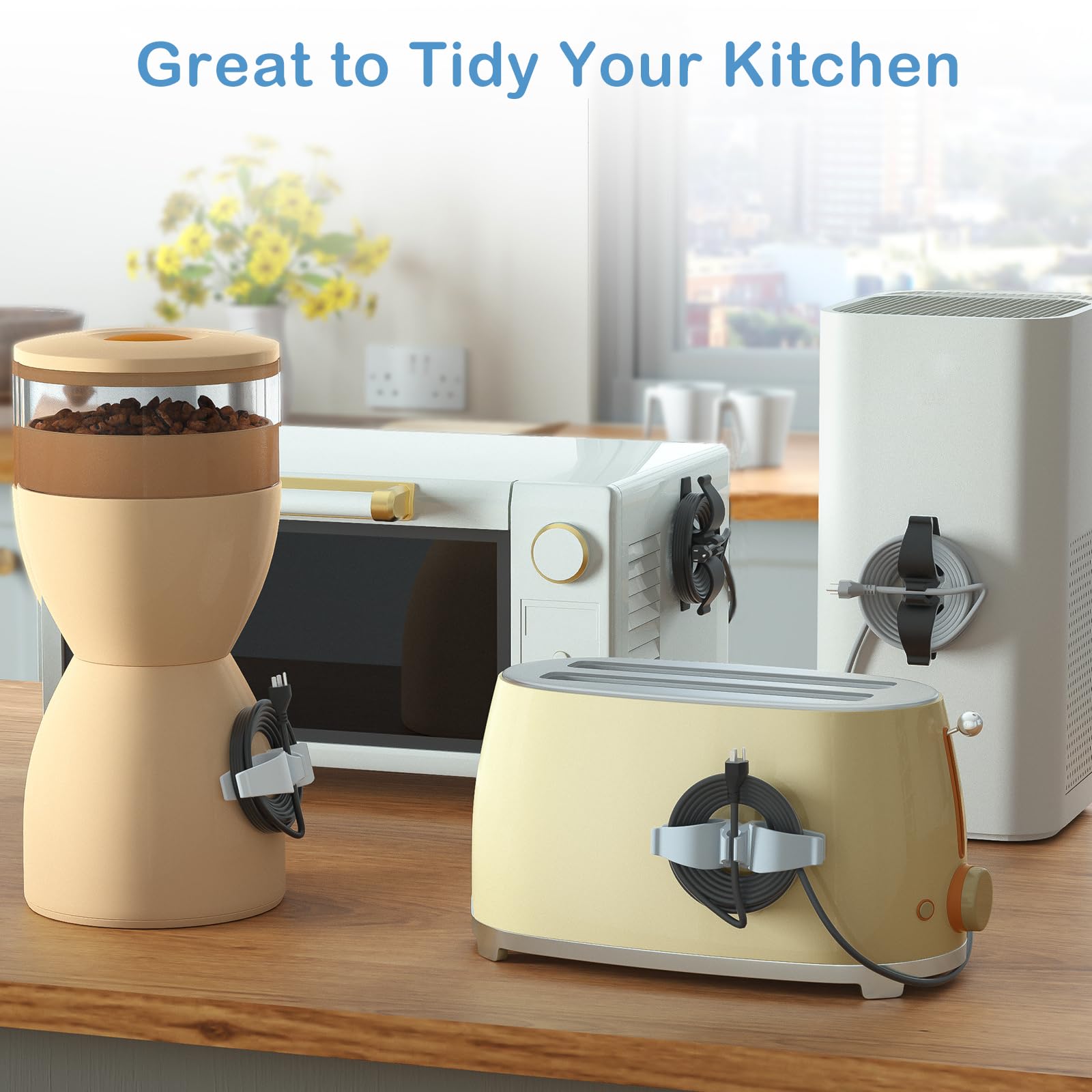 Lancord cord organizer on a countertop tidy cords for safer use.