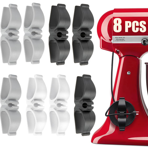 Lancord stick-on appliance cord organizer on a coffee maker keeps cords tidy and accessible.