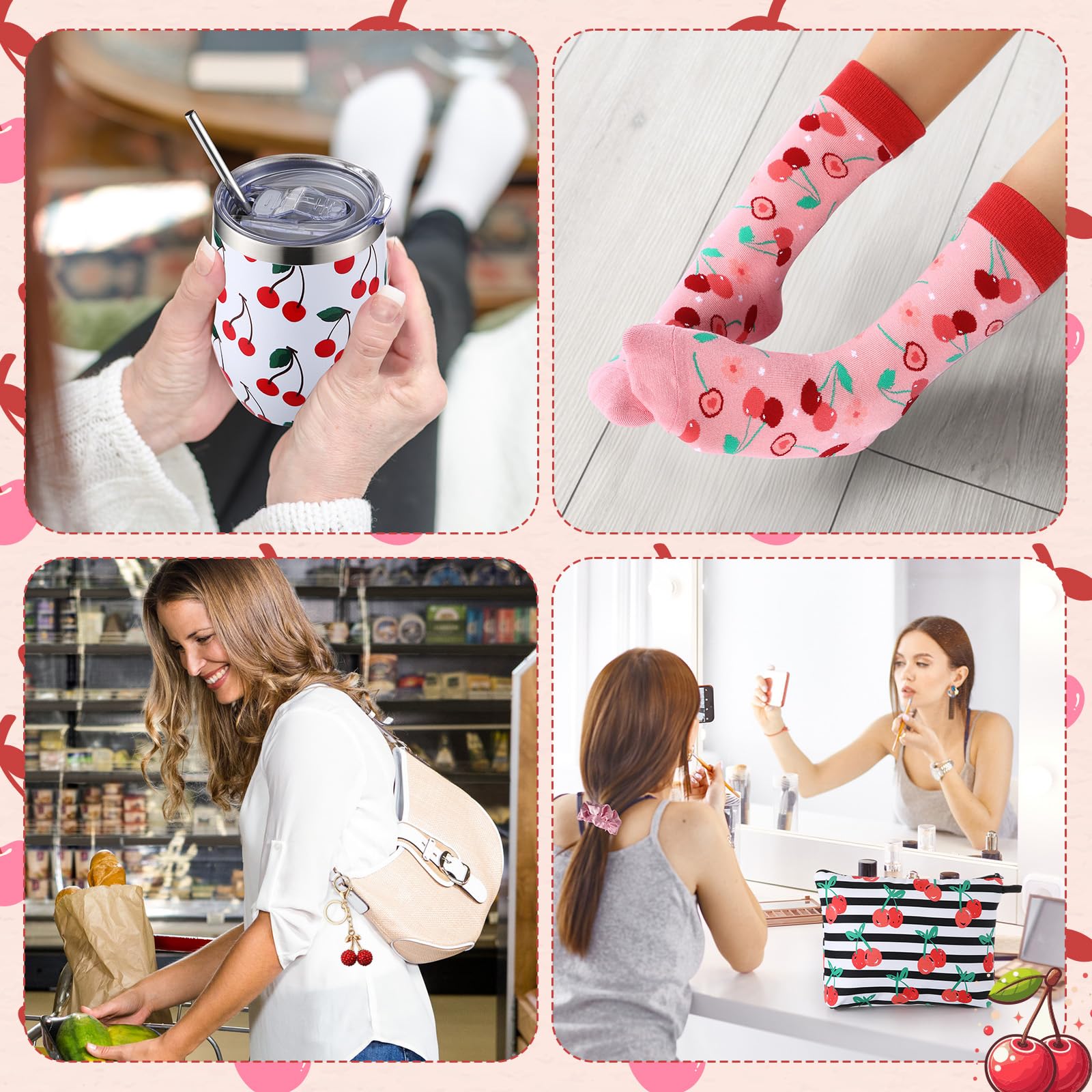 Landical cherry gift scrunchie for a playful hair look.