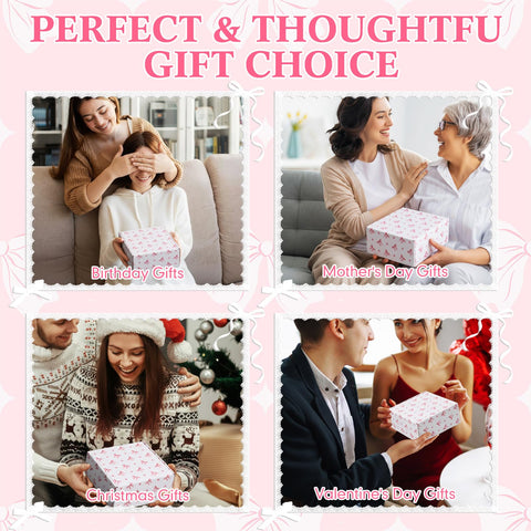 Landical pink bow gift box with greeting card for easy gifting