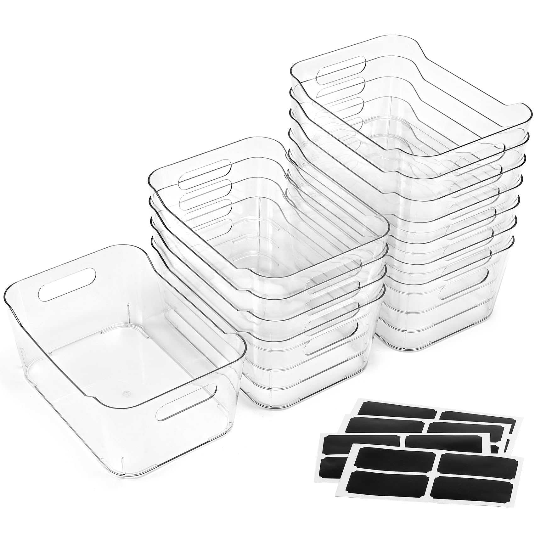 LANDNEOO 12-pack clear storage bins for fridge organization and visibility