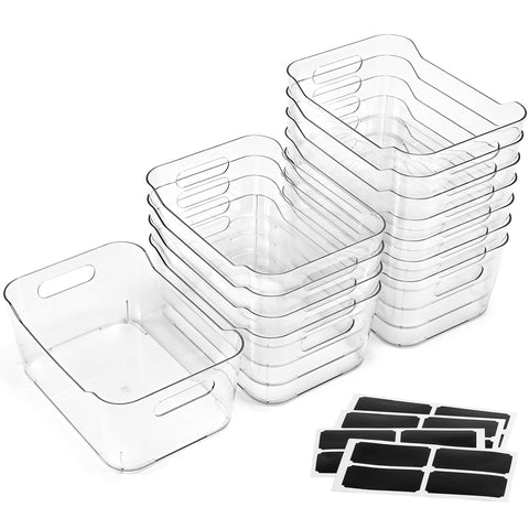 LANDNEOO 12-pack clear storage bins for fridge organization and visibility