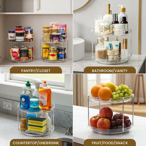 LANDNEOO 2-Tier Lazy Susan under sink keeps small items accessible