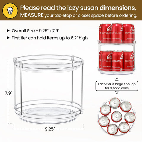 LANDNEOO 2-Tier Lazy Susan side view shows smooth rotation