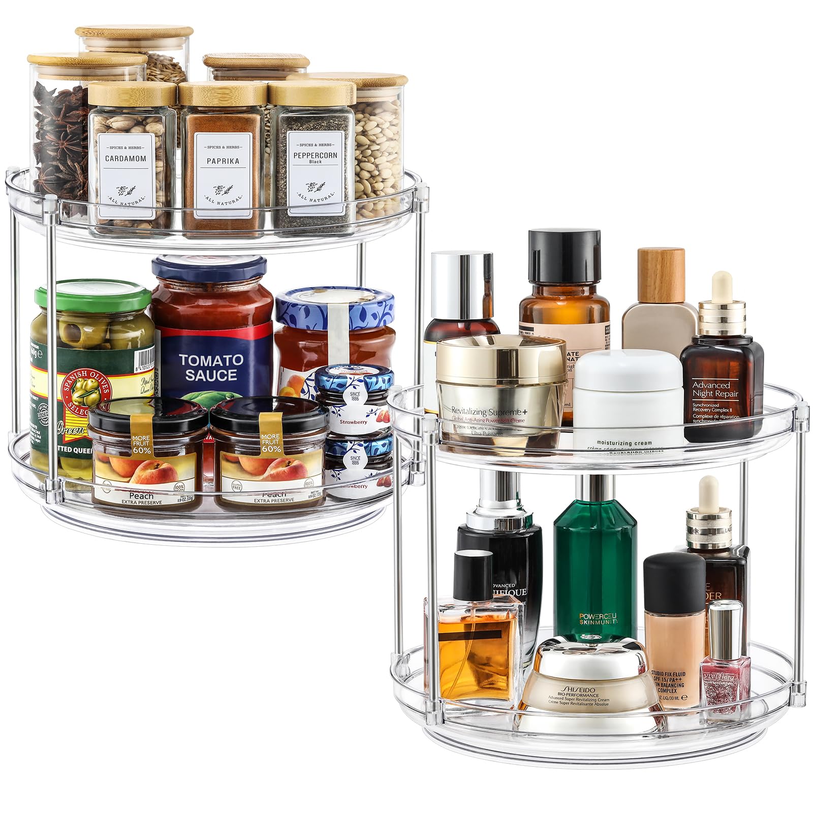 LANDNEOO 2-Tier Lazy Susan top view for easy spice access