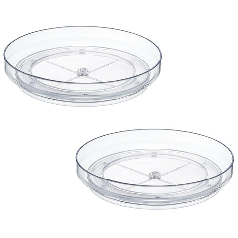 LANDNEOO 2-Pack 9-inch clear acrylic lazy susan on countertop for easy spice access