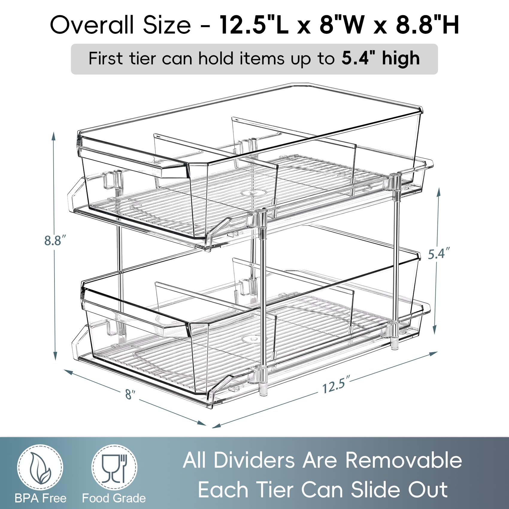 LANDNEOO 2-set organizer side view showing slim profile and clear panels.
