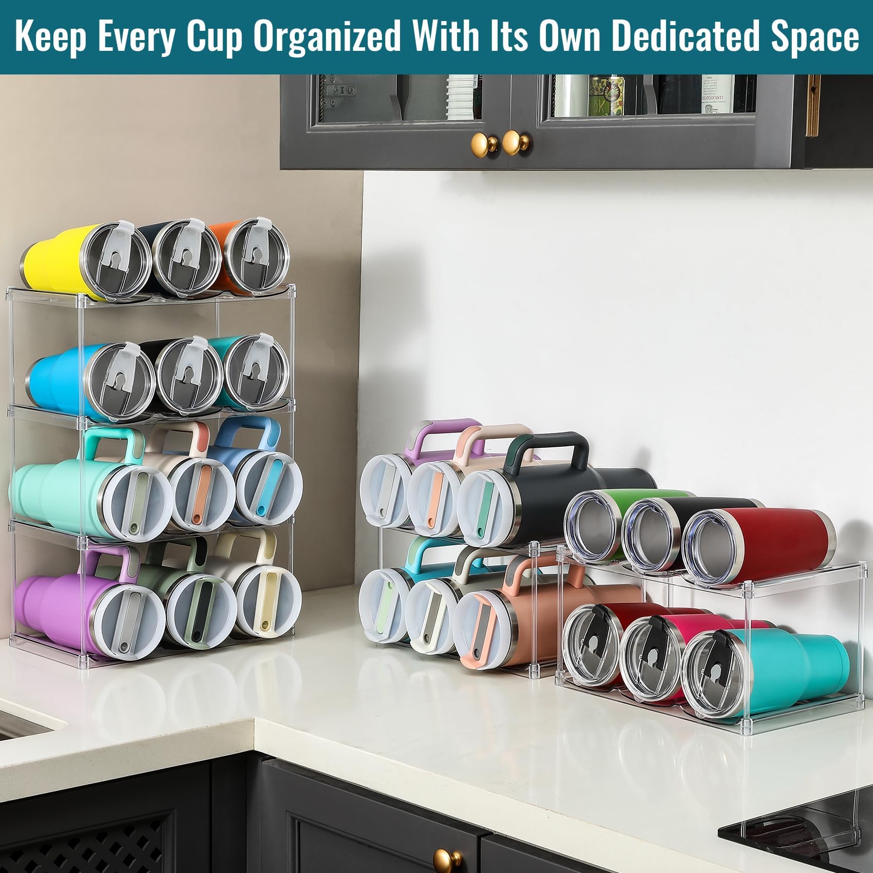 LANDNEOO Brumate display emphasizes adjustable stacking for space-saving organization.
