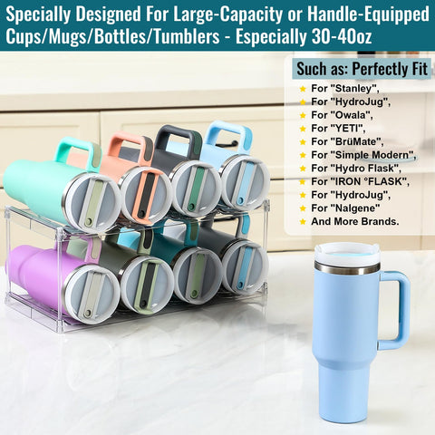 LANDNEOO clear 2-tier shelf displaying bottles in a tidy arrangement