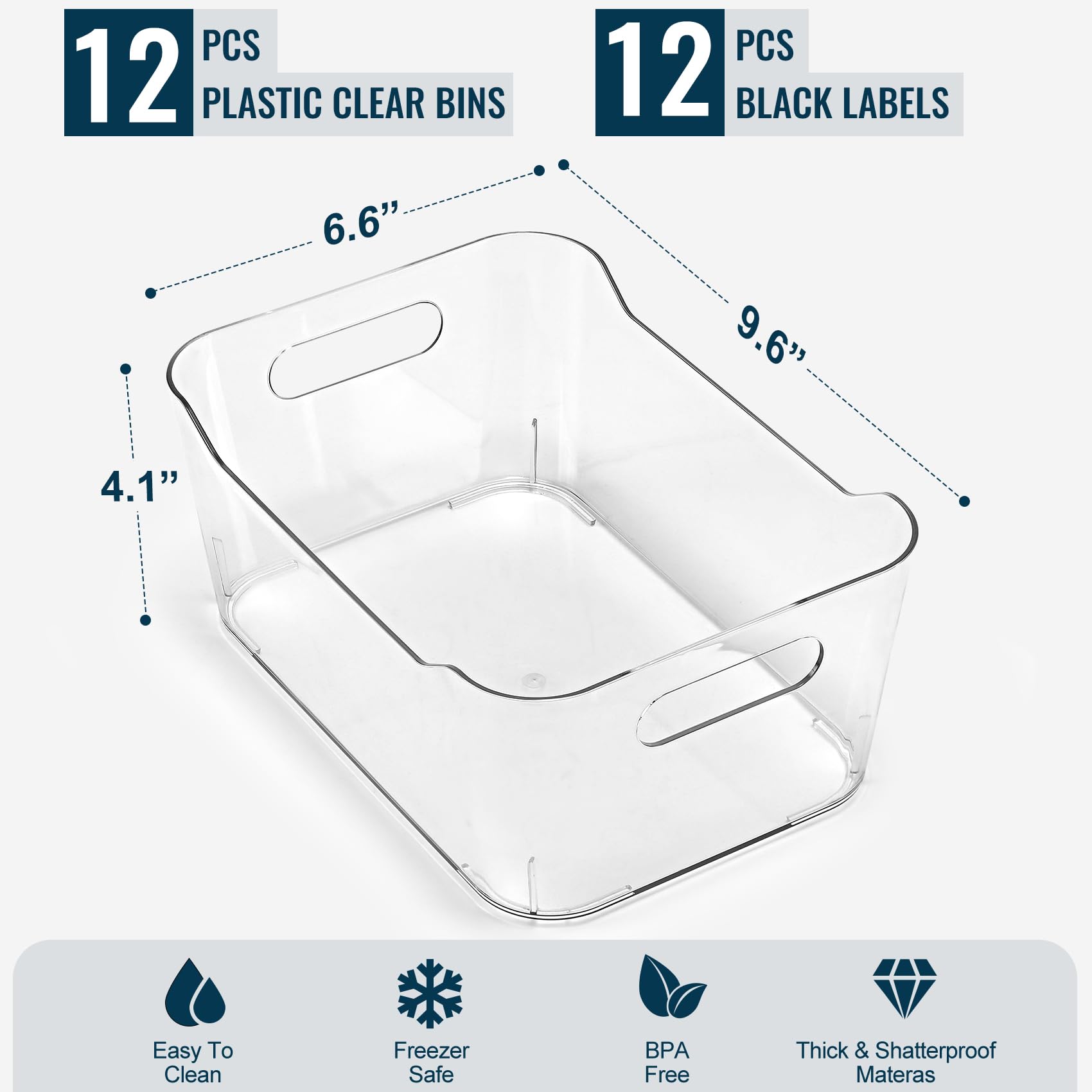 LANDNEOO clear bin with labels for pantry sorting and quick naming
