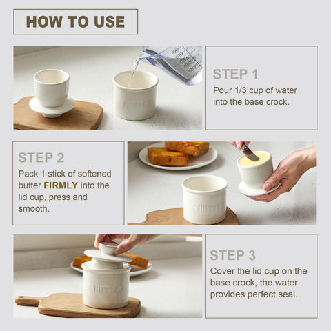 LANDNEOO dishwasher-safe butter crock simplifies cleanup after meals.