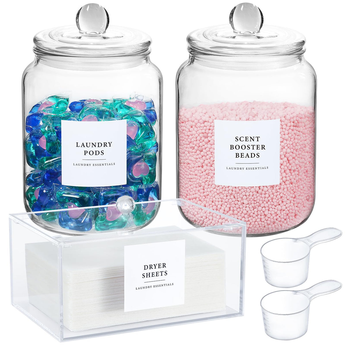 LANDNEOO glass jars with airtight lids for organized pantry storage.