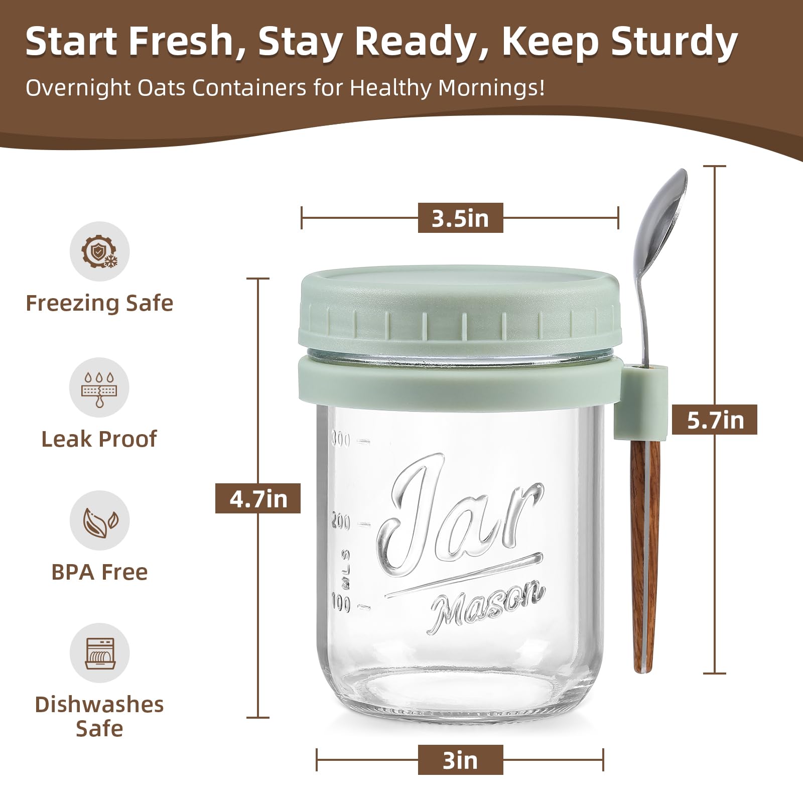 LANDNEOO glass mason jars with wide openings for easy filling and cleaning.