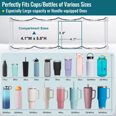 LANDNEOO HydroJug bottle rack organizes tall, handle-equipped bottles for easy access.
