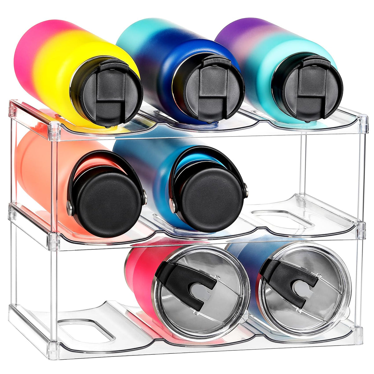 LANDNEOO larger-compartment organizer demonstrates three-tier design for large bottles.