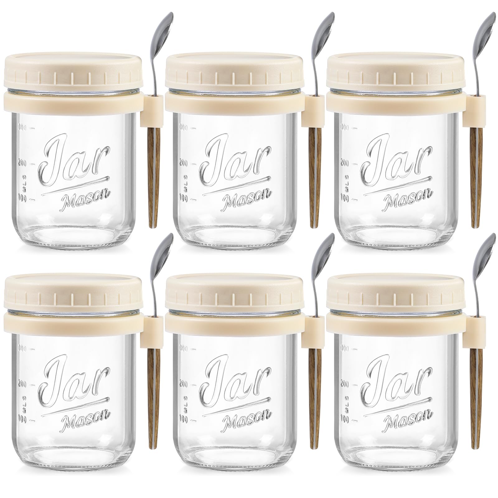 LANDNEOO overnight oats containers six-pack with wide openings for easy filling and cleaning