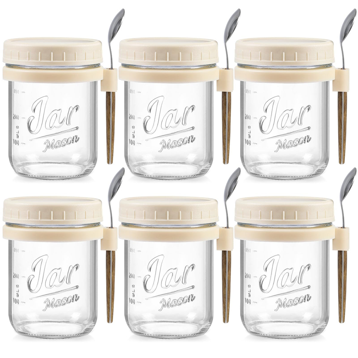 LANDNEOO overnight oats containers six-pack with wide openings for easy filling and cleaning