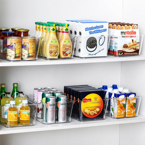 LANDNEOO pantry organization bins neatly separating jars and produce