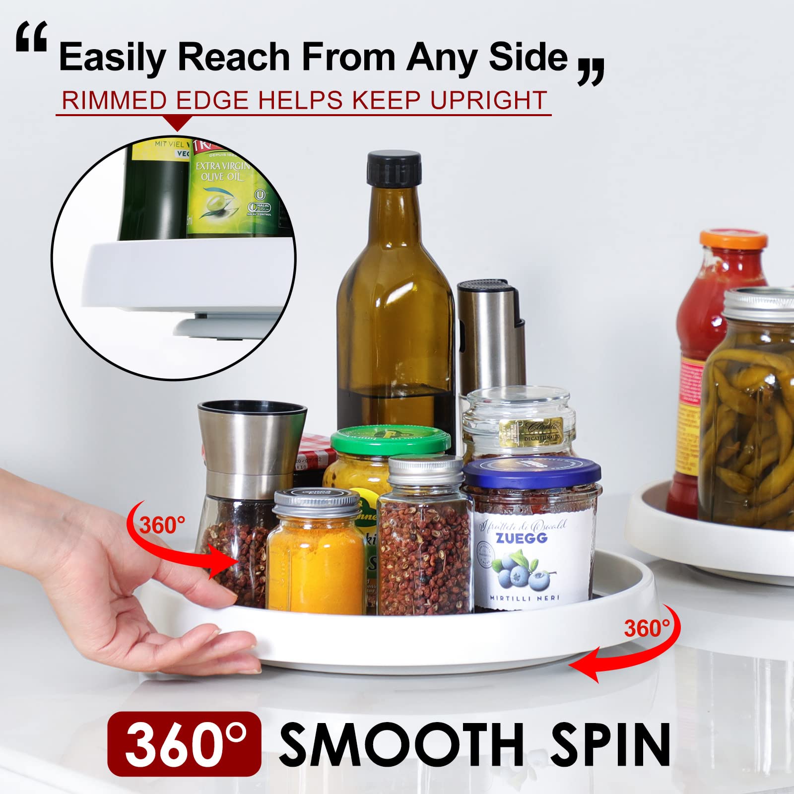 LANDNEOO kitchen-counter arrangement demonstrates condiments on a turntable