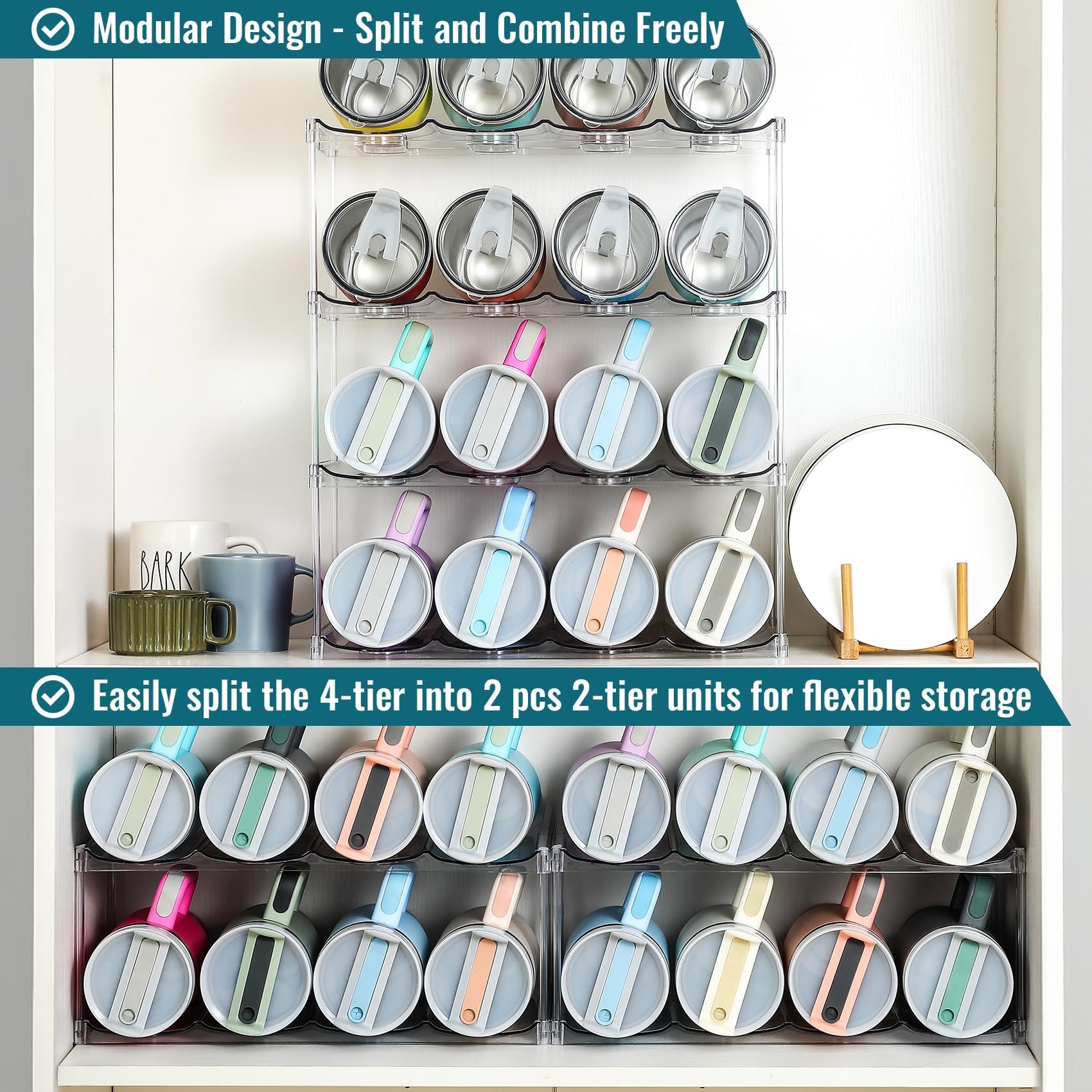 LANDNEOO stackable bottle holder demonstrates scalable setup for kitchens.