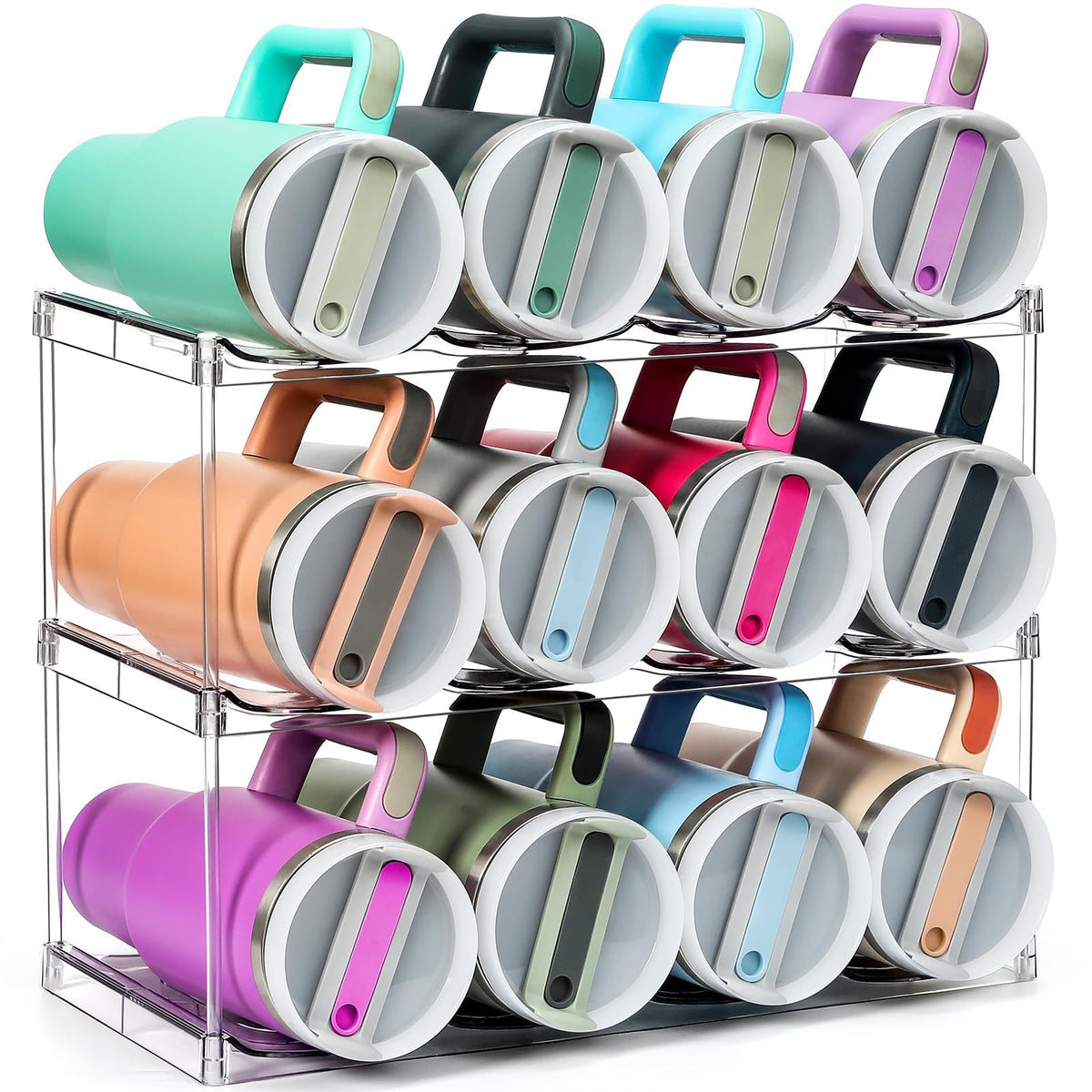 LANDNEOO Stanley 40oz bottle organizer keeps large bottles neatly arranged.