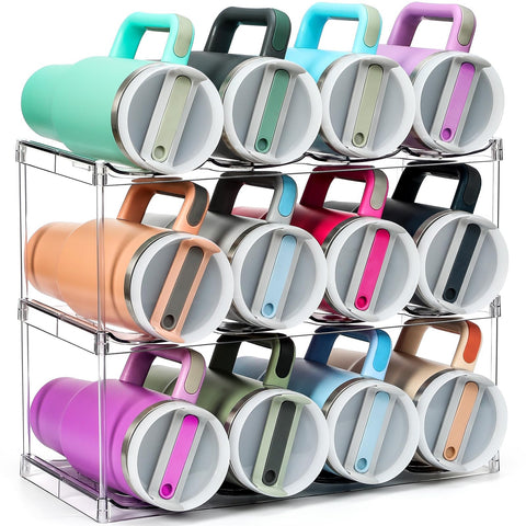 LANDNEOO Stanley 40oz bottle organizer keeps large bottles neatly arranged.