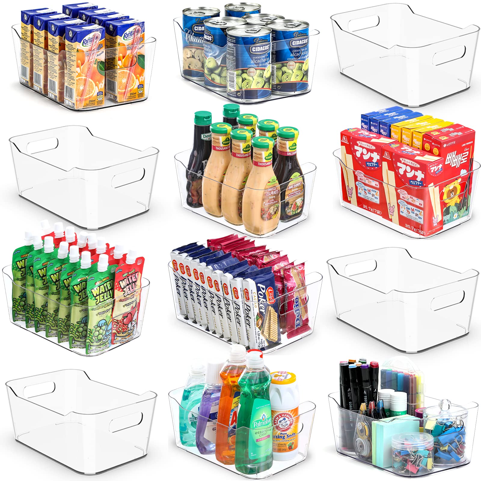 LANDNEOO transparent-handled bins offering easy grip and visible contents