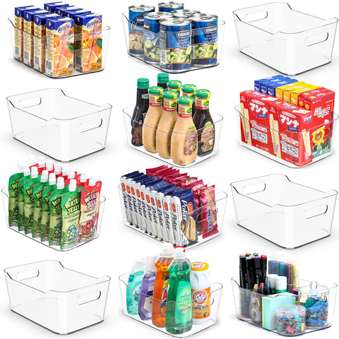 LANDNEOO transparent-handled bins offering easy grip and visible contents