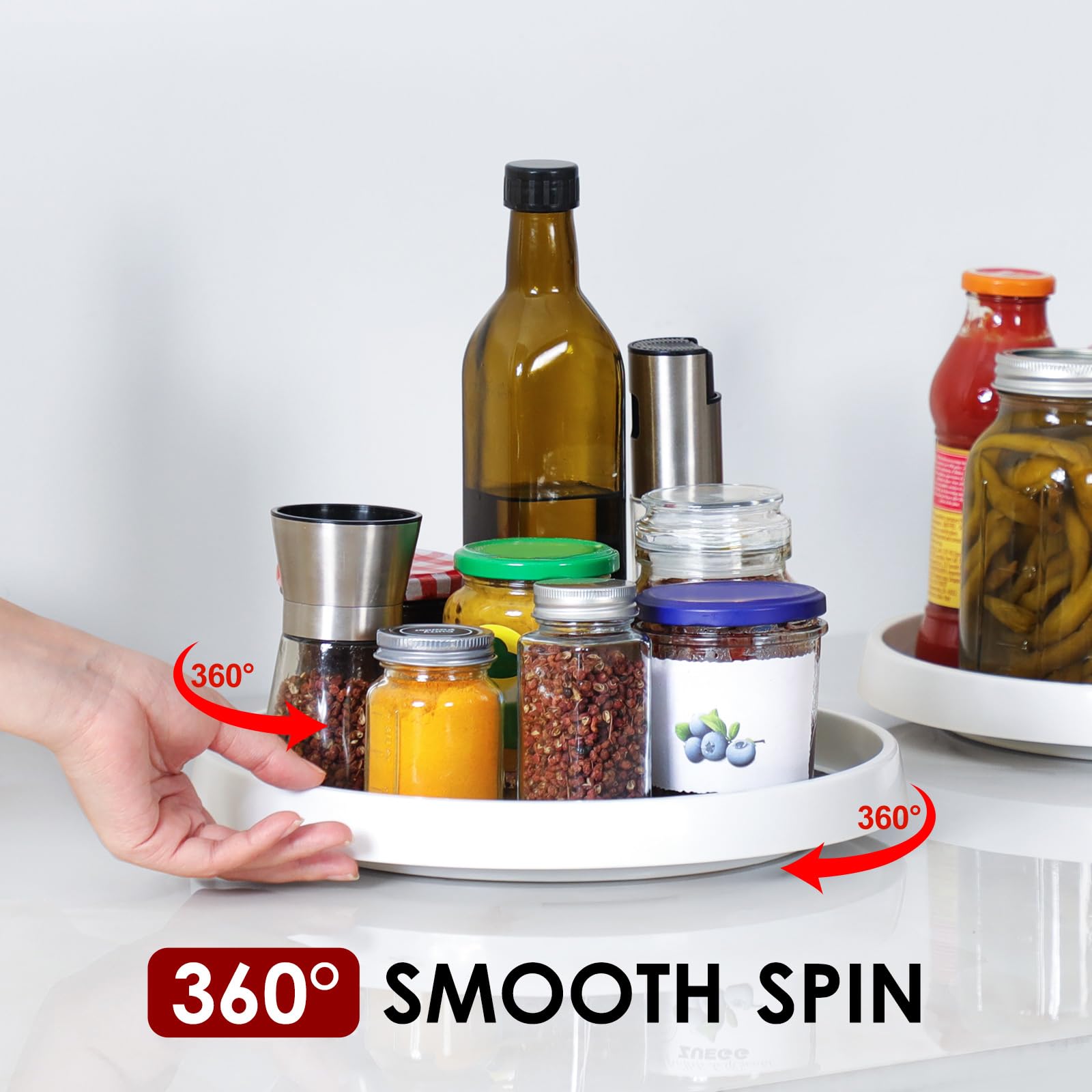 LANDNEOO under sink turntable organizer frees cabinet space and reduces clutter