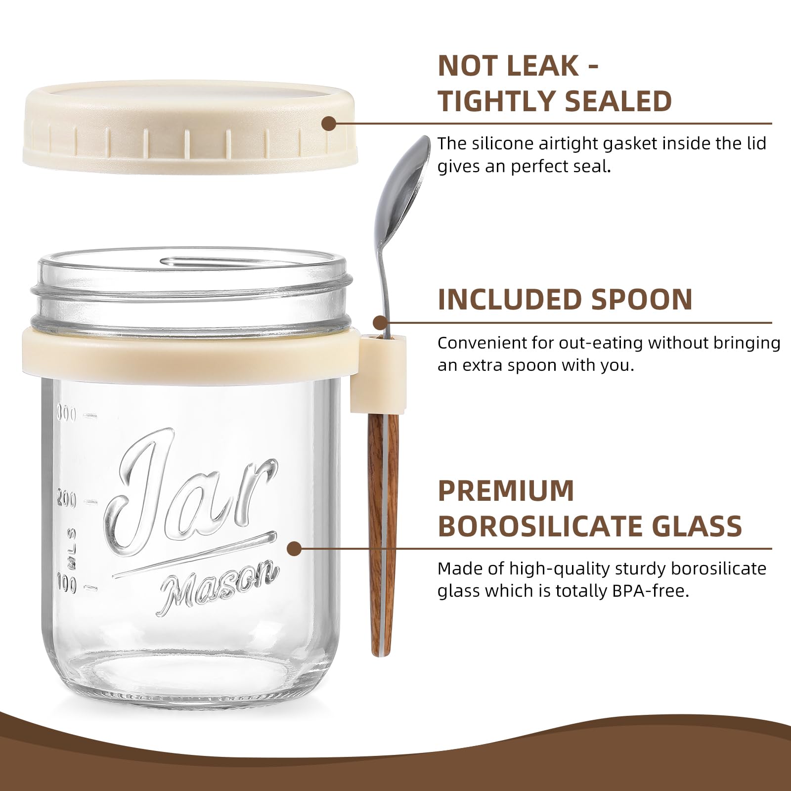 LANDNEOO wide-opening jar enables easy loading of oats, yogurt, and fruit