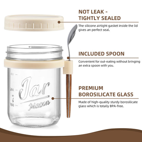 LANDNEOO wide-opening jar enables easy loading of oats, yogurt, and fruit