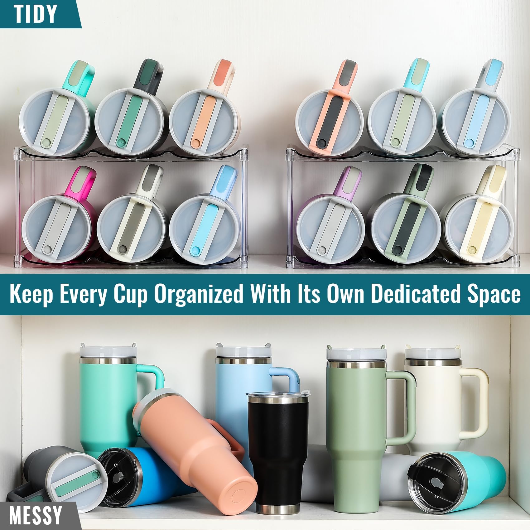 LANDNEOO YETI bottle storage highlights clear acrylic design and sturdy construction.