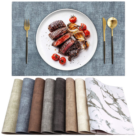 LANDVIEW leather heat-resistant placemats front view shows durable construction and blue finish.