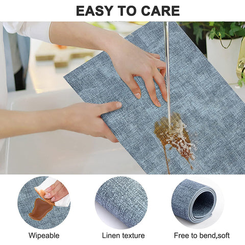 LANDVIEW leather heat-resistant placemats blue stacked set shows easy storage and versatility.
