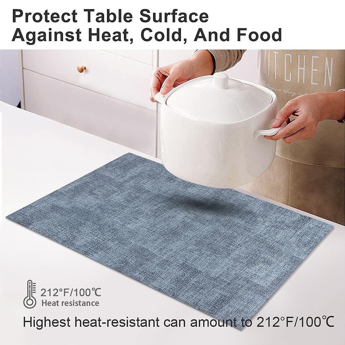 LANDVIEW leather heat-resistant placemats textured surface highlights grip and slip resistance.