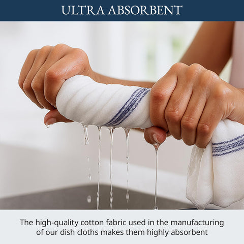 Lane Linen absorbent cotton dish towels soaking up liquids
