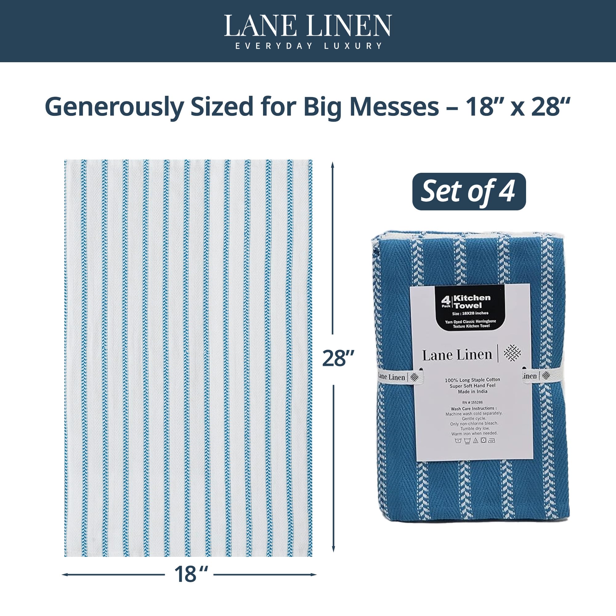 LANE LINEN striped-design towels for elegant, multi-use drying