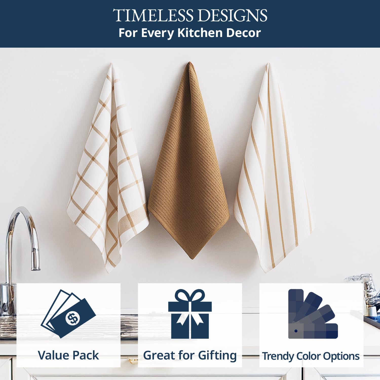 Lane Linen beige dishcloths in multiuse design for dishes and hands.