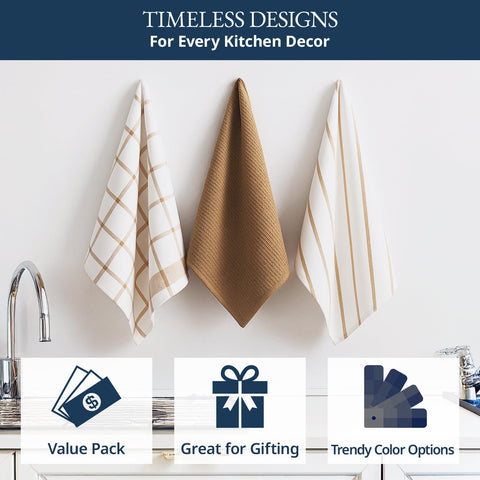 Lane Linen beige dishcloths in multiuse design for dishes and hands.