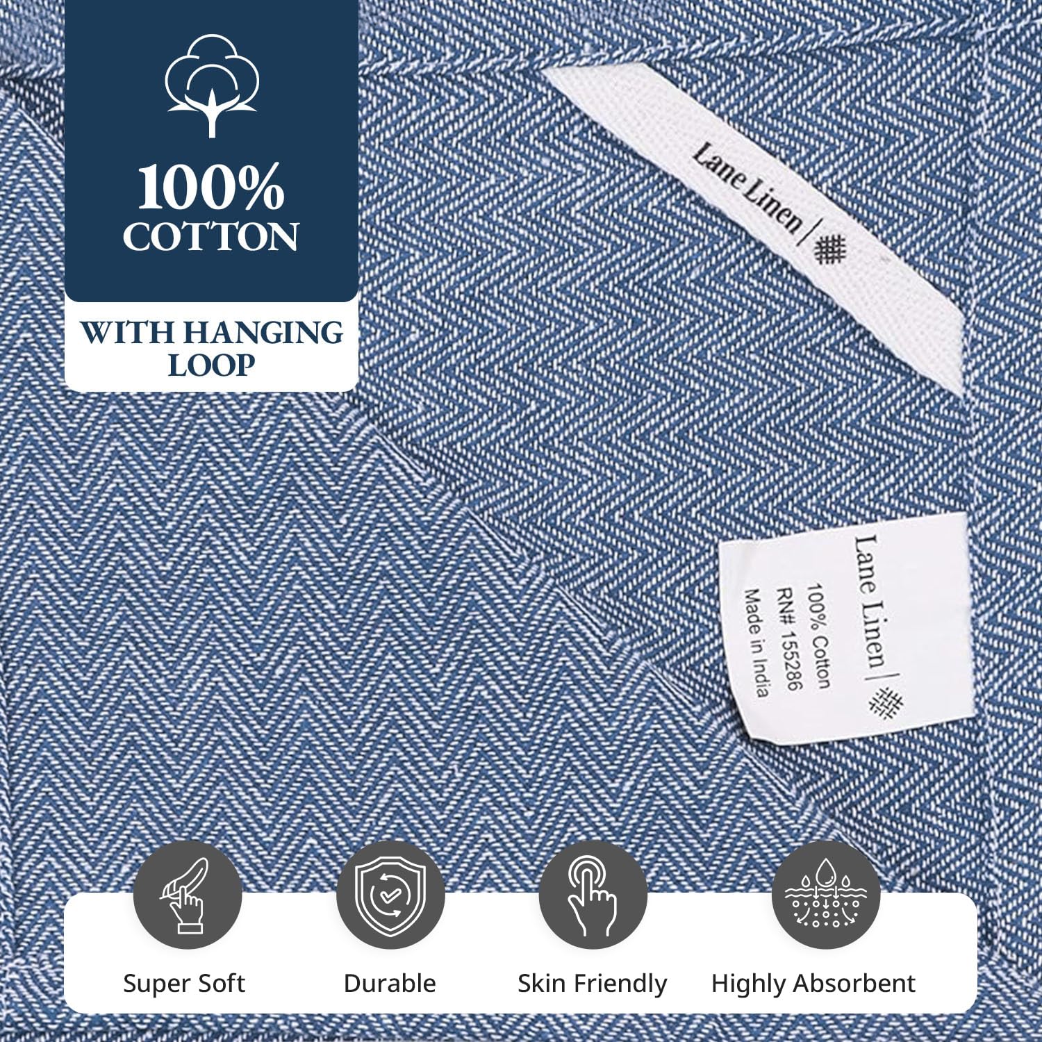LANE LINEN blue chambray stripe towels for stylish kitchen prep
