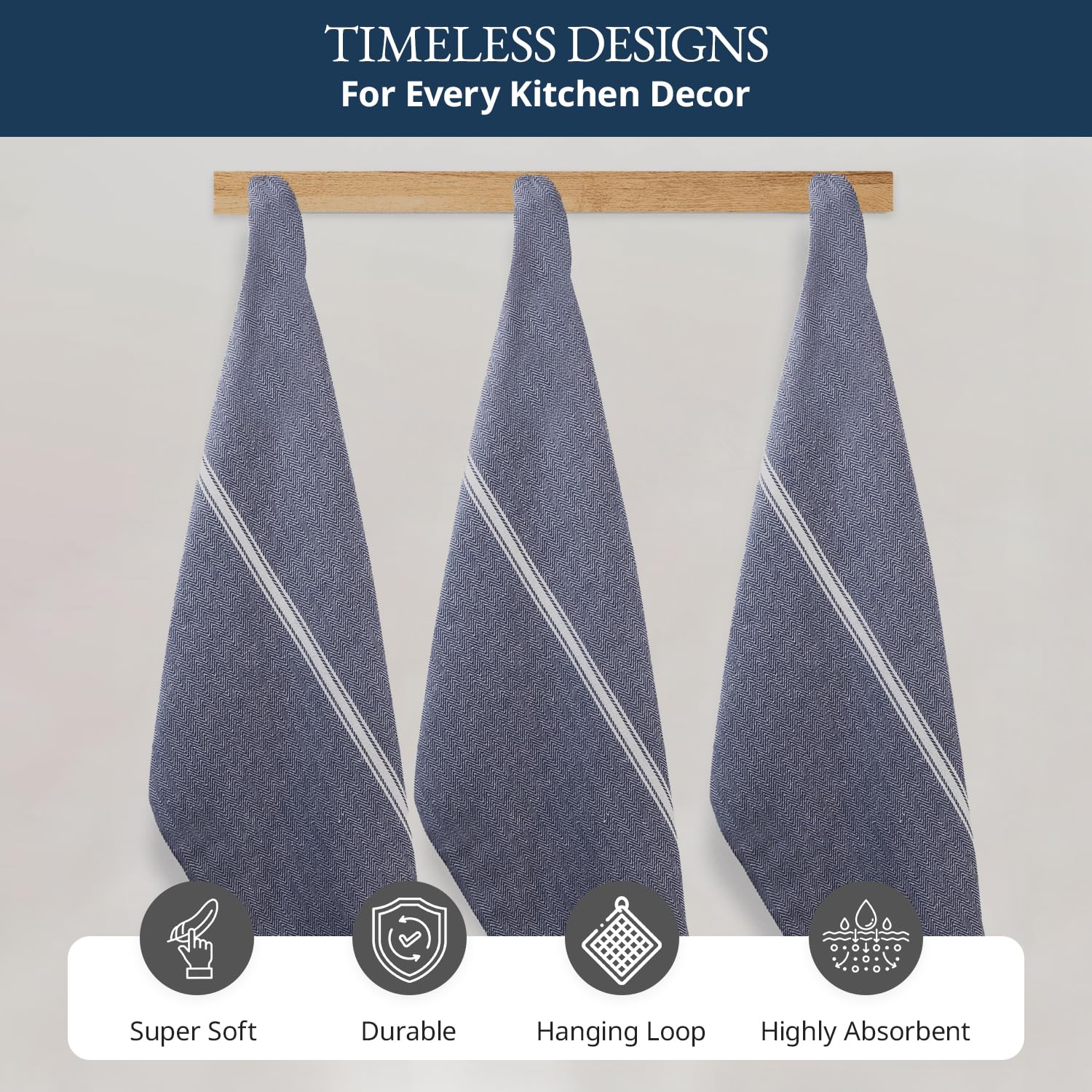 Lane Linen kitchen towel blue chambray 6-pack ready for everyday use