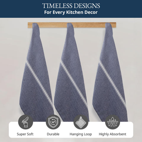 Lane Linen kitchen towel blue chambray 6-pack ready for everyday use