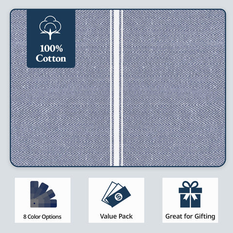 Lane Linen kitchen towel blue chambray stripe design adds kitchen elegance