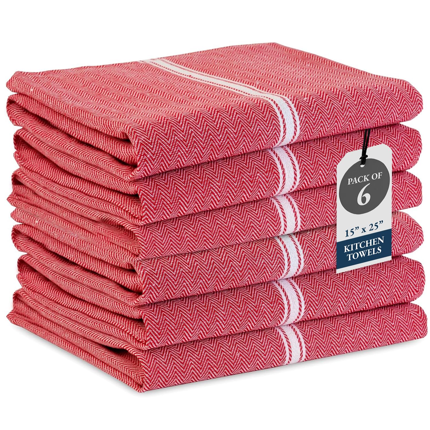 Lane Linen kitchen towels set of six in red for daily dish drying