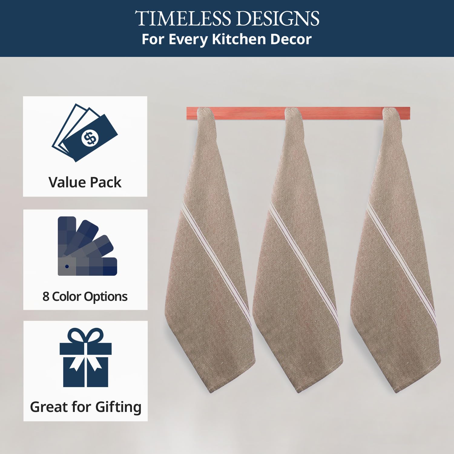 LANE LINEN 14x25 towels are versatile for dishes, hands, and napkin use.