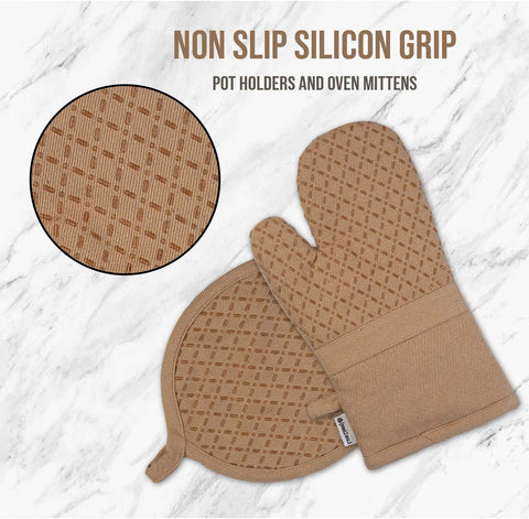 Lane Linen silicone oven mitts with grip, heat resistant up to 500°F